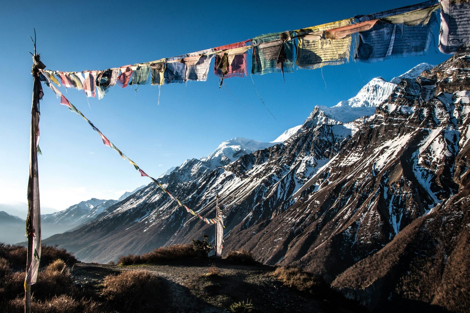 Dramatic Himalayan landscapes around Manang